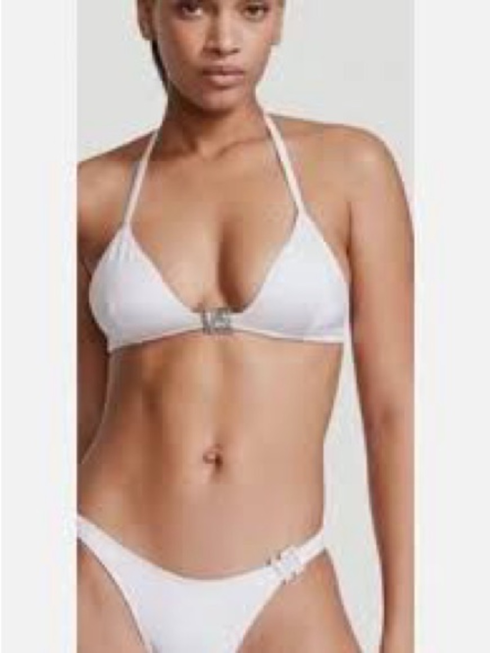 White Triangle Halter Bikini Top